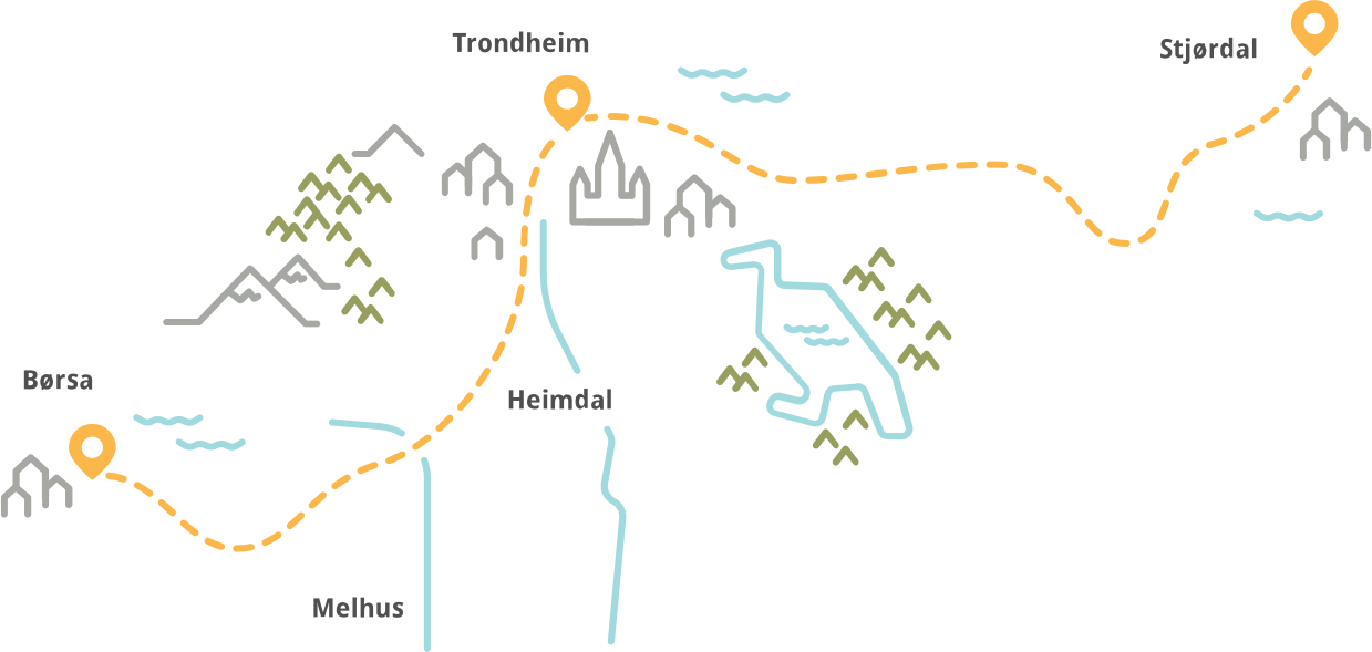 Kart over Trondheim, Stjørdal og Børsa